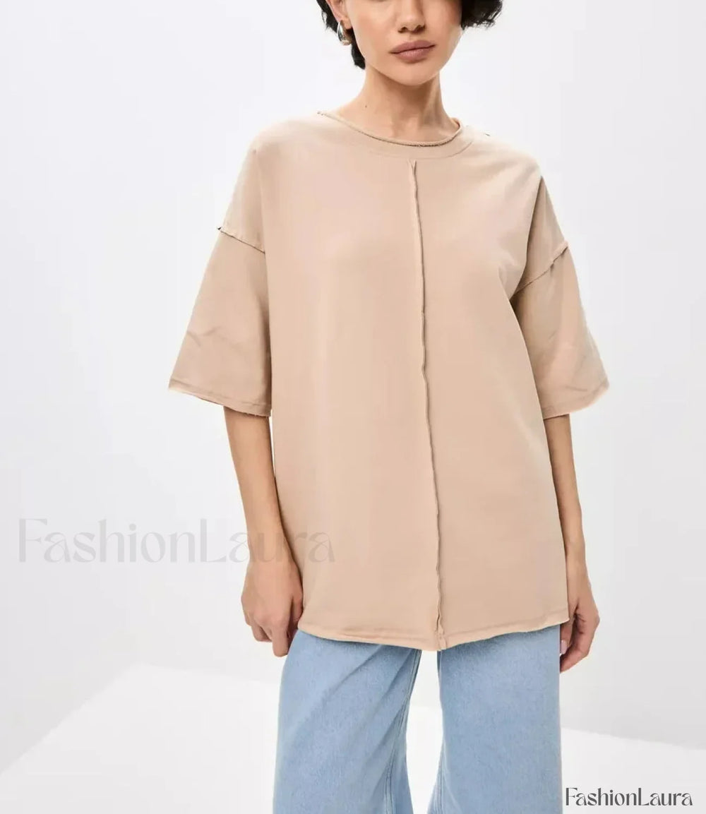 Casual Oversized Cotton Pink T Shirt