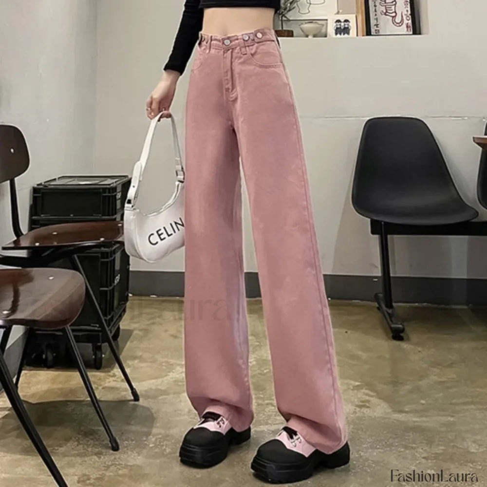 Casual Pink Blue Black Fashion Denim Jeans pink / xs