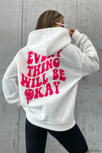 Casual Pocket Hooded Hoodie White / S
