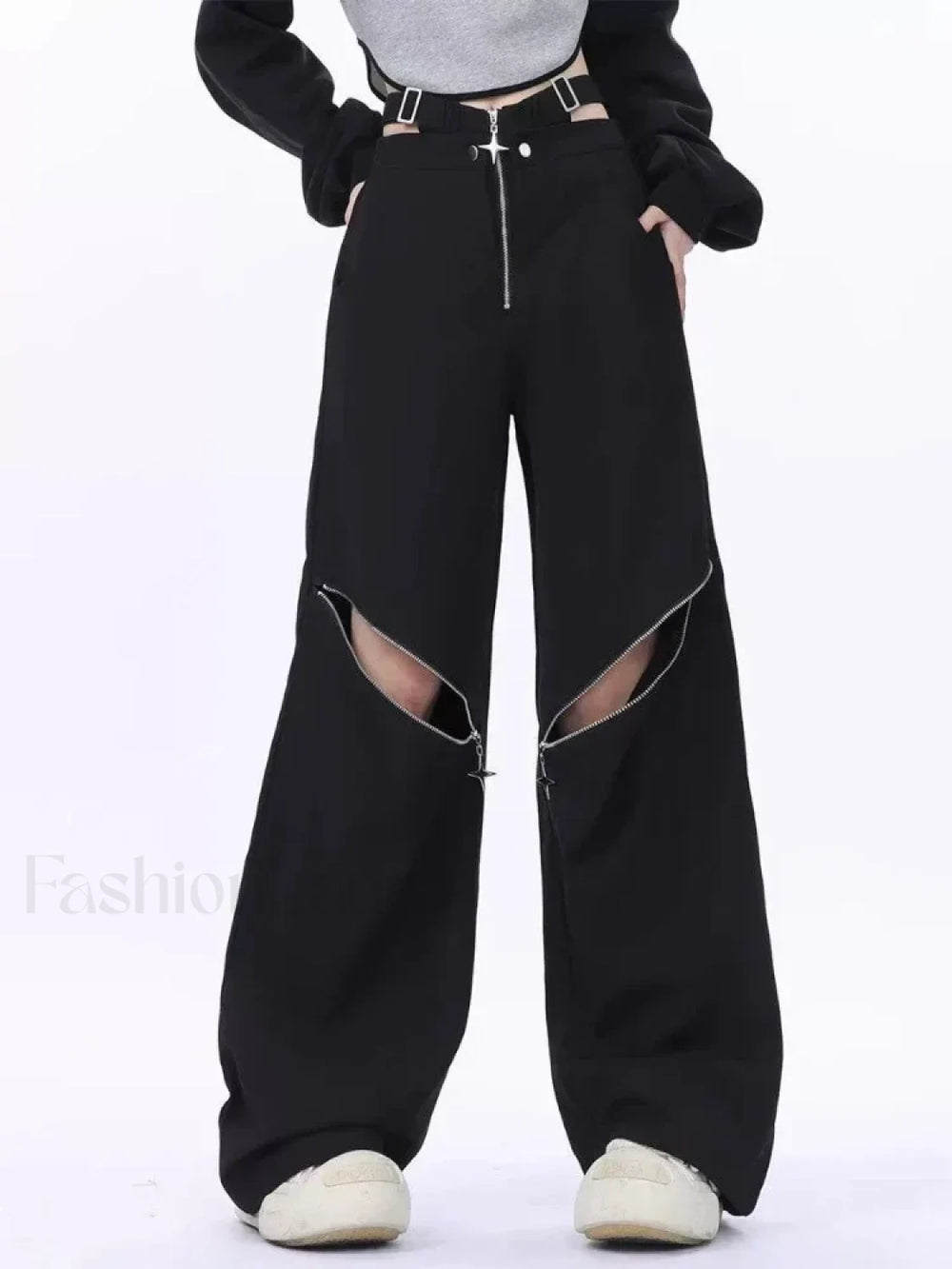 Casual Retro Black Cargo Pants for Halloween Gatherings