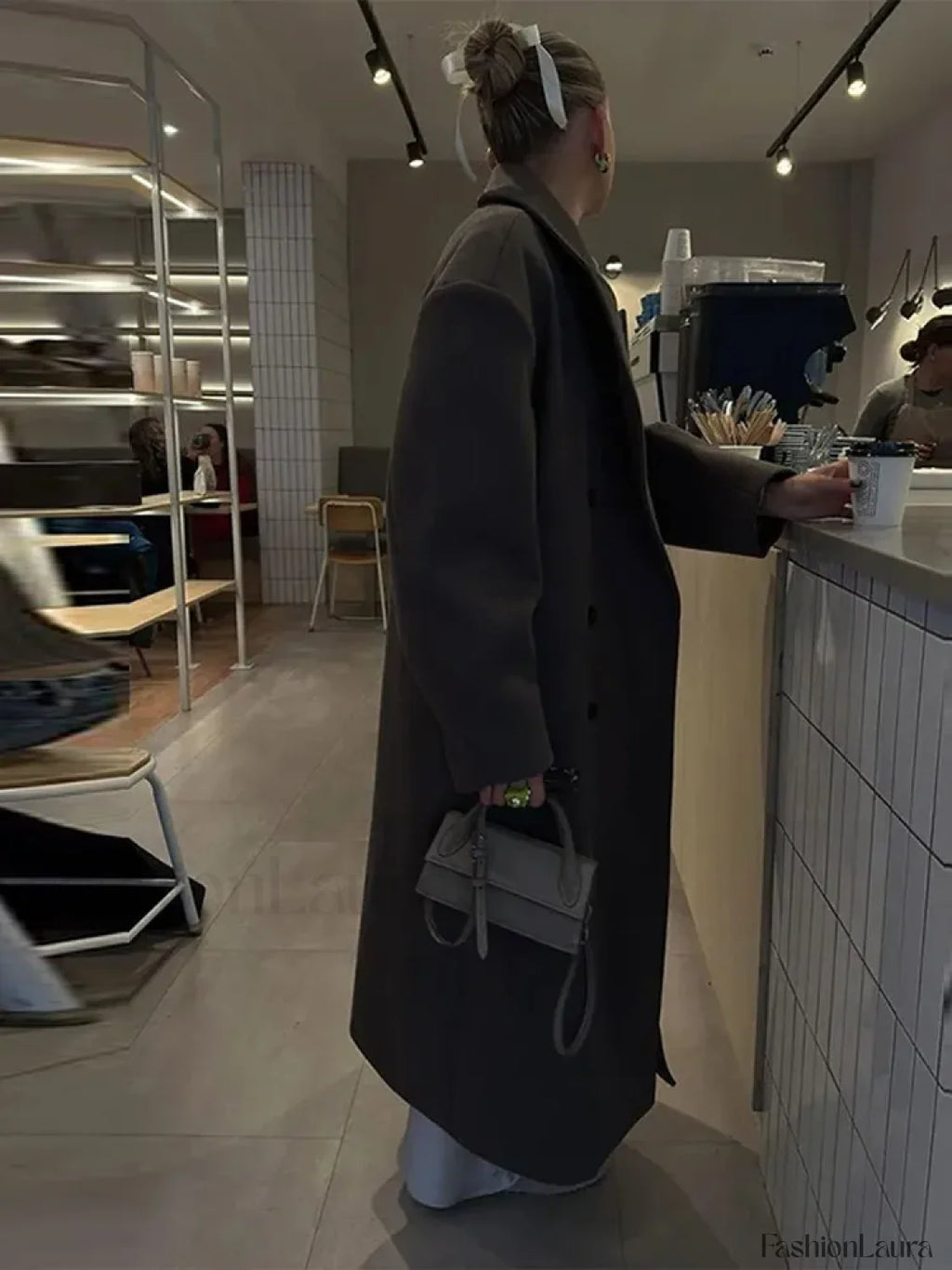 Casual Solid Double Breasted Long Overcoats