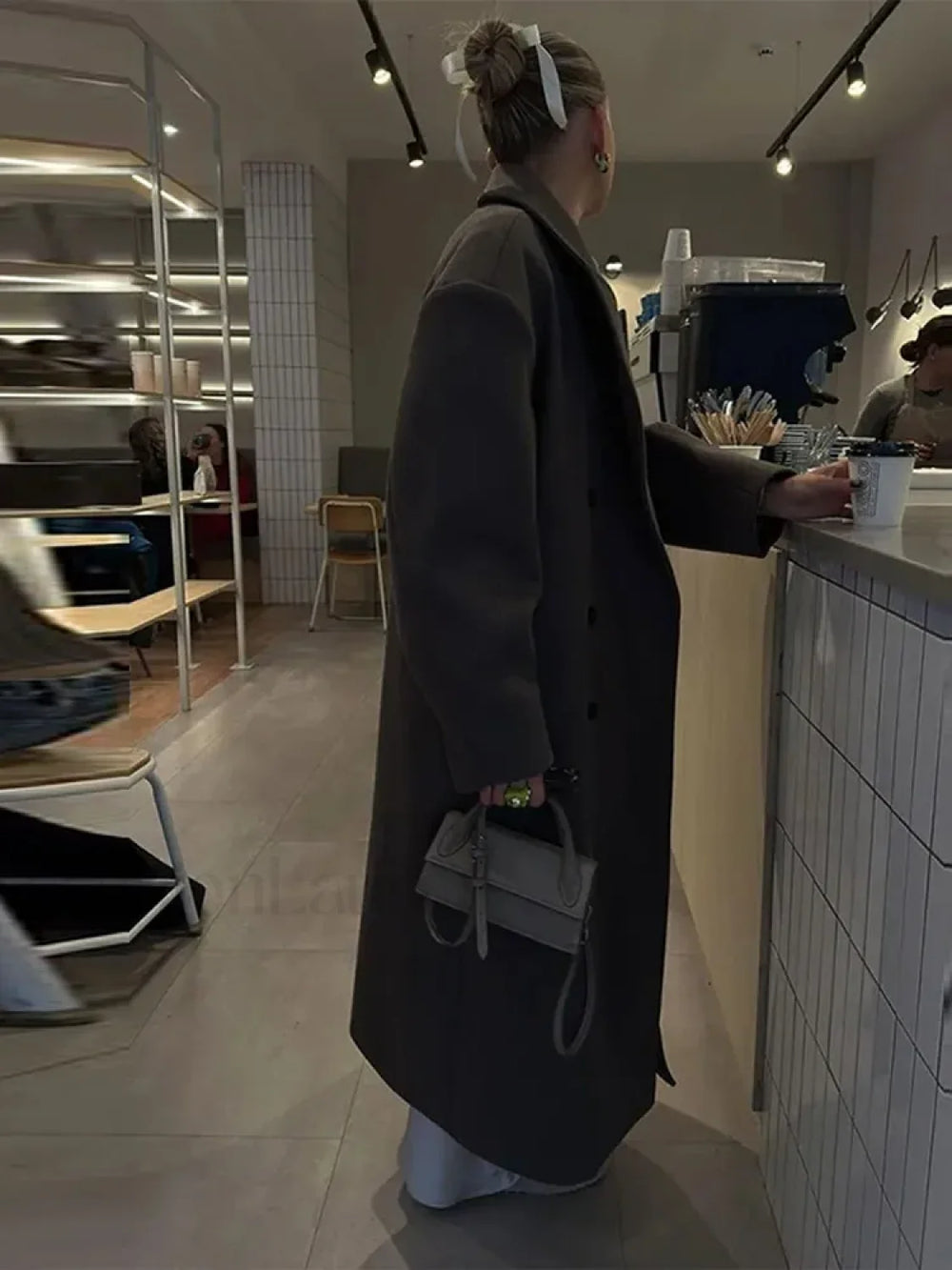 Casual Solid Double Breasted Long Overcoats