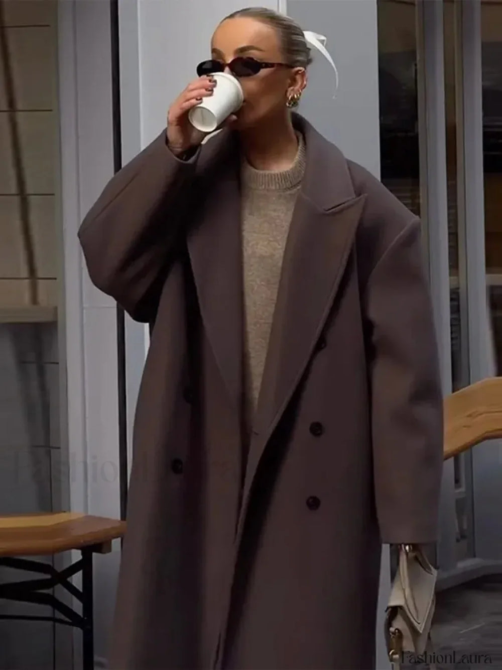 Casual Solid Double Breasted Long Overcoats