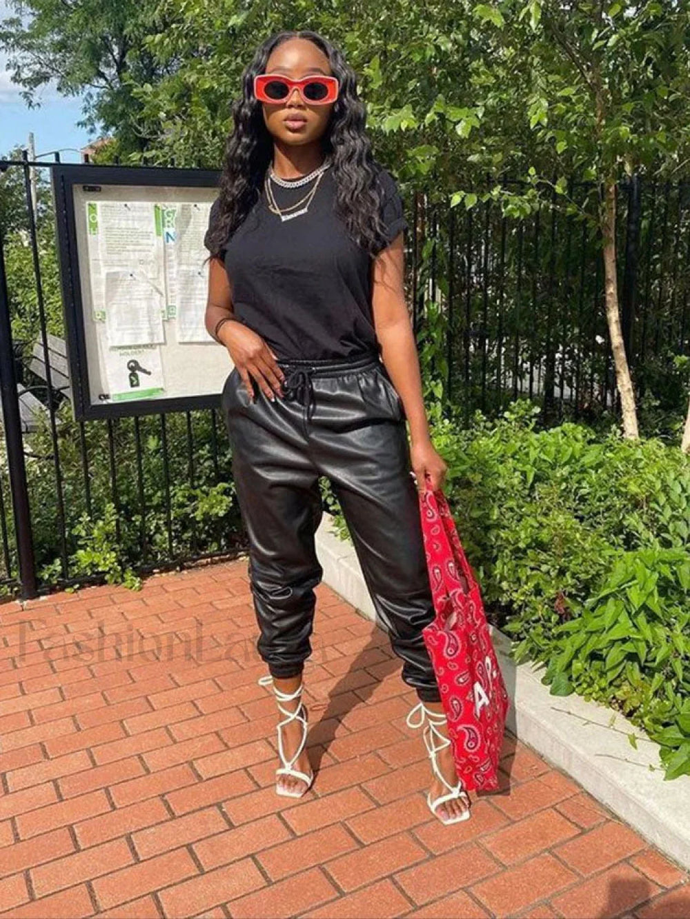 Casual Solid PU Pants Pants