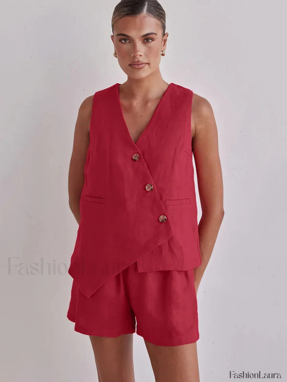 Casual Spaghetti Strap Crop Shorts Two Piece Set