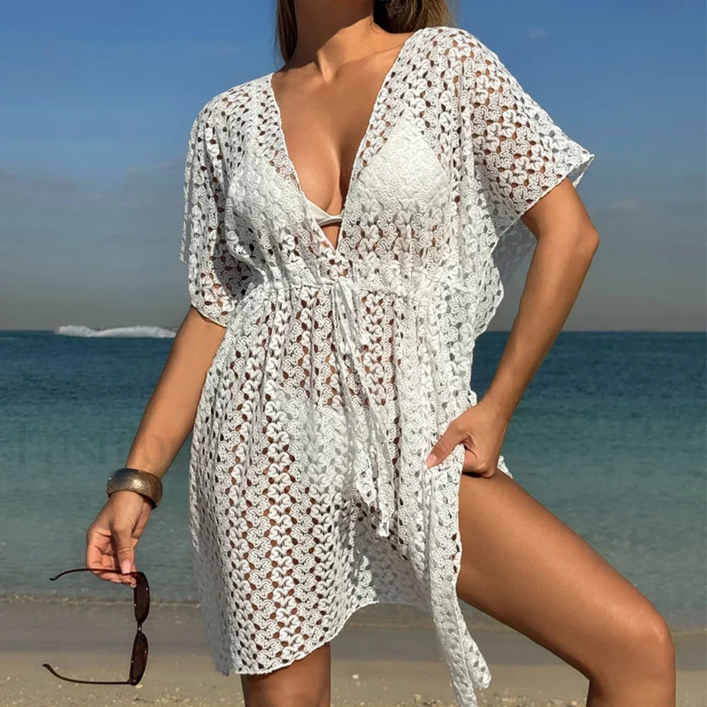 Casual Strap Hollow Knit Cover Up