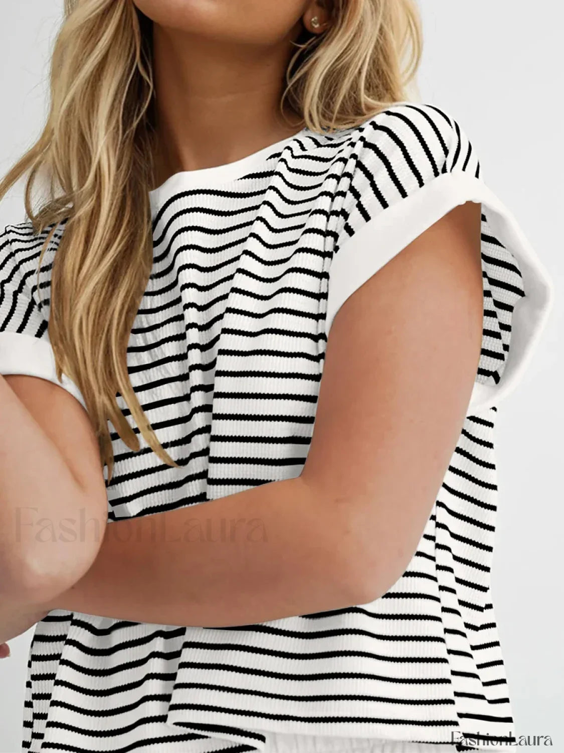 Casual Striped Shorts Two Piece Set
