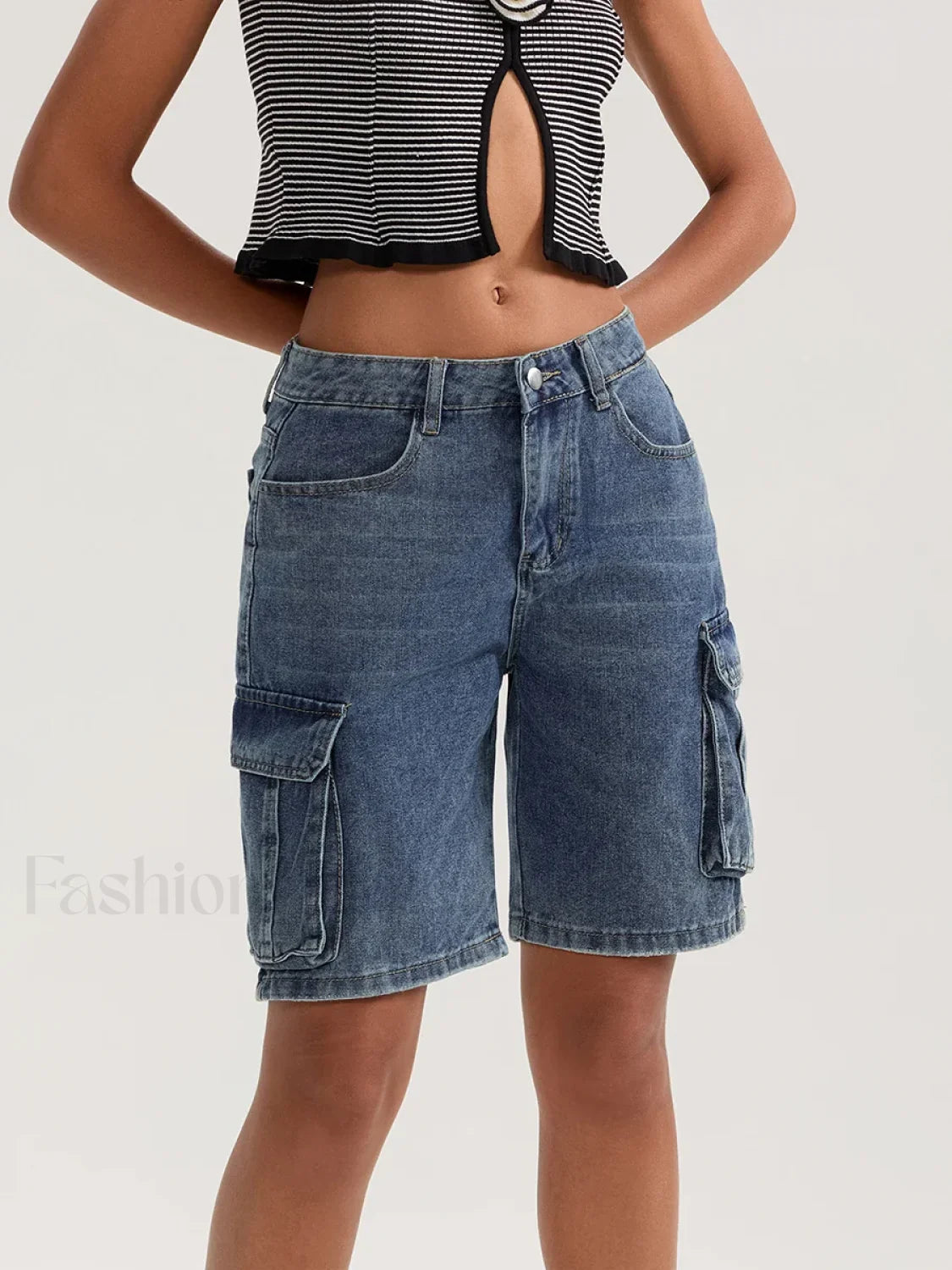 Casual Summer Denim Mid Rise Button Jeans Short Secondary image