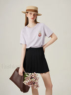 Cat Embroidered Korean Loose T Shirt