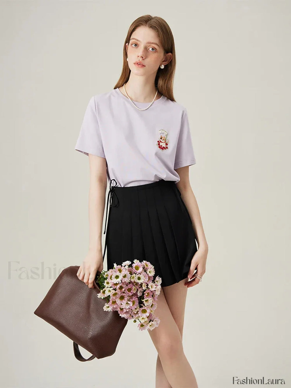 Cat Embroidered Korean Loose T Shirt