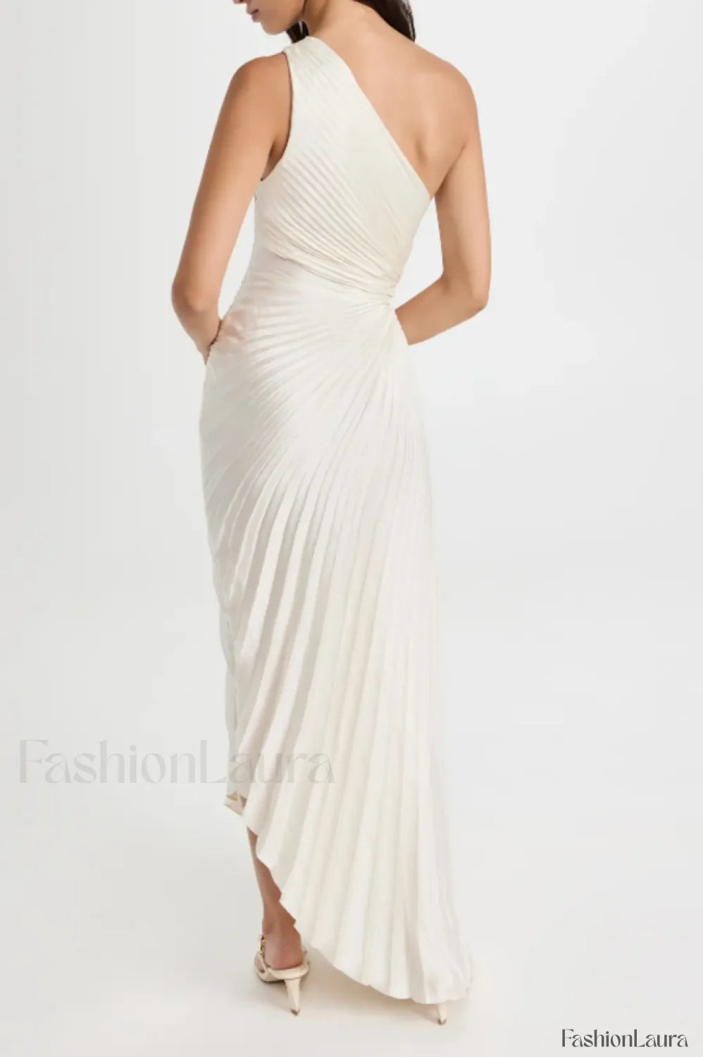 Catalina One Shoulder Charming Pleated Satin Dress