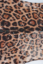 Sequin Leopard Lace Midi Cocktail Dress