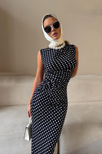 Polka Dot Sleeveless Bodycon Maxi Dress