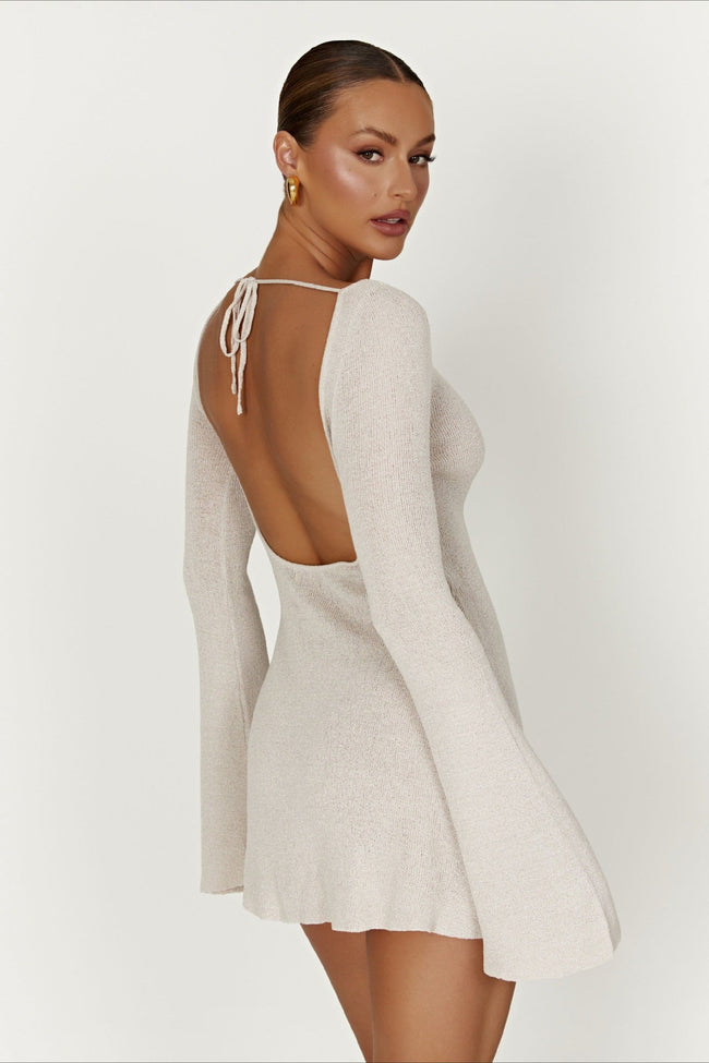Bell Sleeve Knit Sweater Dress S / White Main image