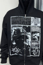 Washed Graphic Cropped Hoodie