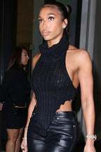 Asymmetrical Backless Knit Top