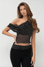 Polka Dot One Shoulder Sheer Chiffon Crop Top