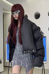 Oversized Snapshot Neck Warmer Puffer Jacket