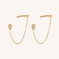 Double Piercing Fringe Drop Earrings