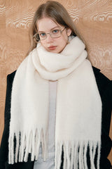 Thick Mohair Fringe Shawl Scarf