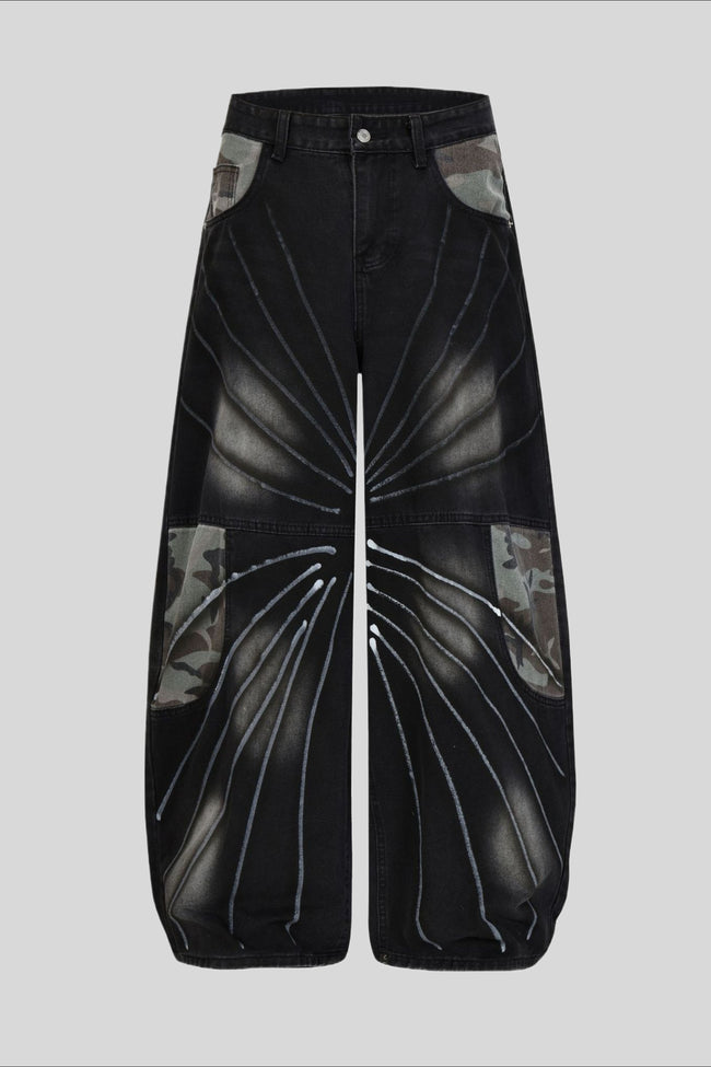 Camo Pocket Curved Wide Leg Jeans Main image