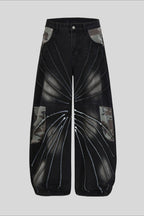 Camo Pocket Curved Wide Leg Jeans