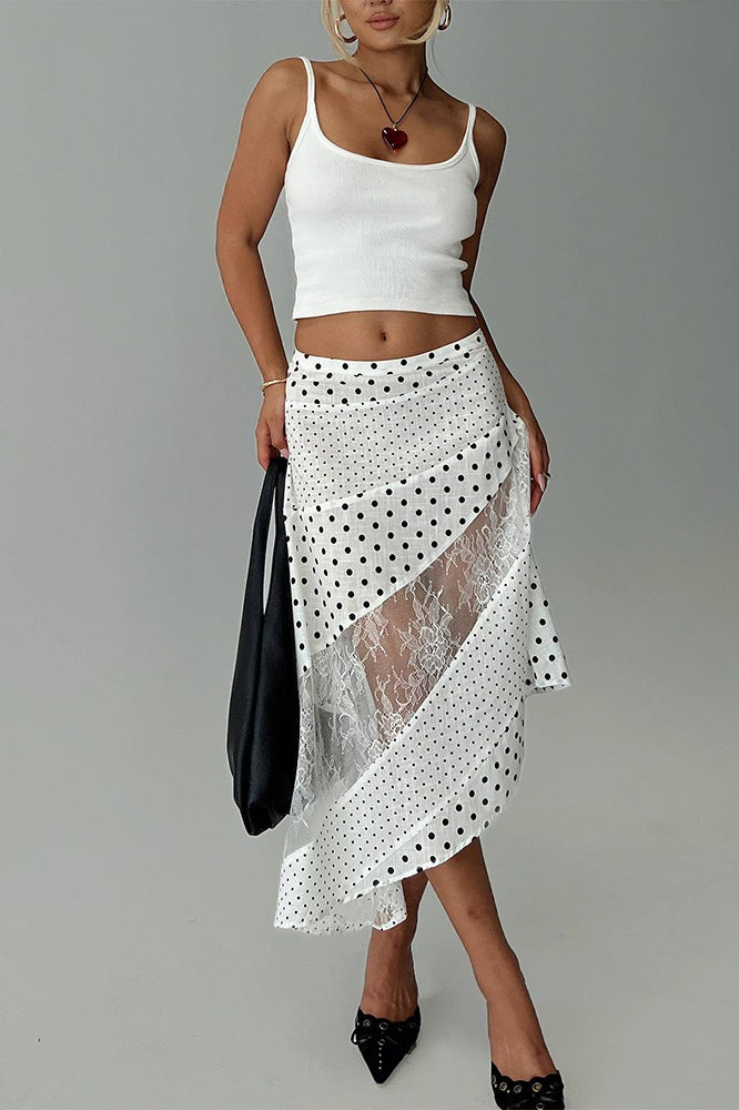 Sheer Polka Dot Asymmetrical Skirt Secondary image