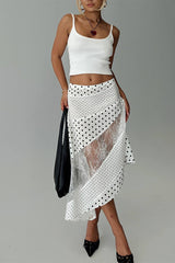 Sheer Polka Dot Asymmetrical Skirt