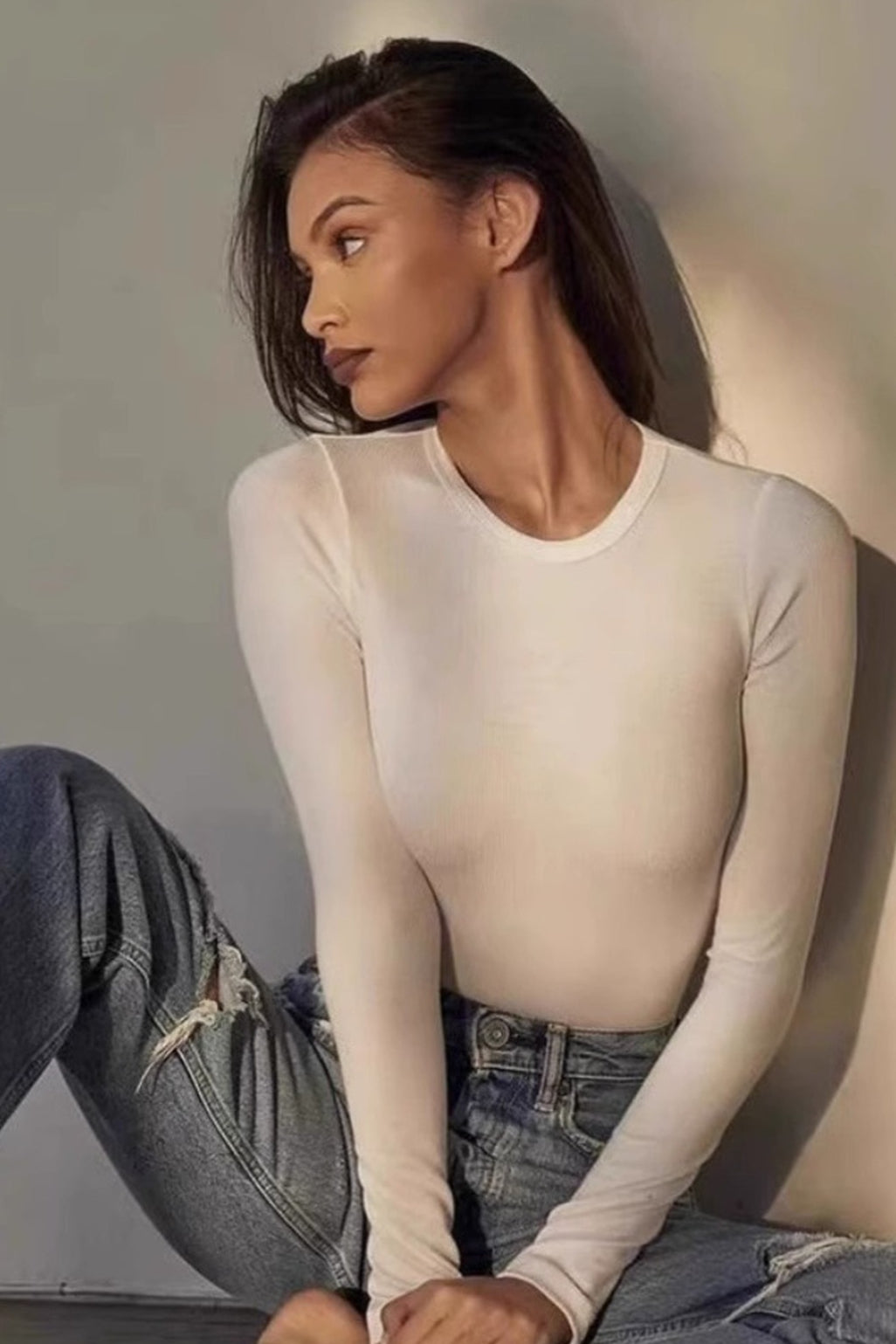 Contoured Long Sleeve Knit Top Main image