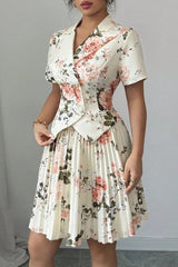 Floral Print Casual Elegant Two Piece Skirt Set