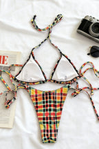 Chic Plaid Triangle Bikini Swimwear Bikini Set