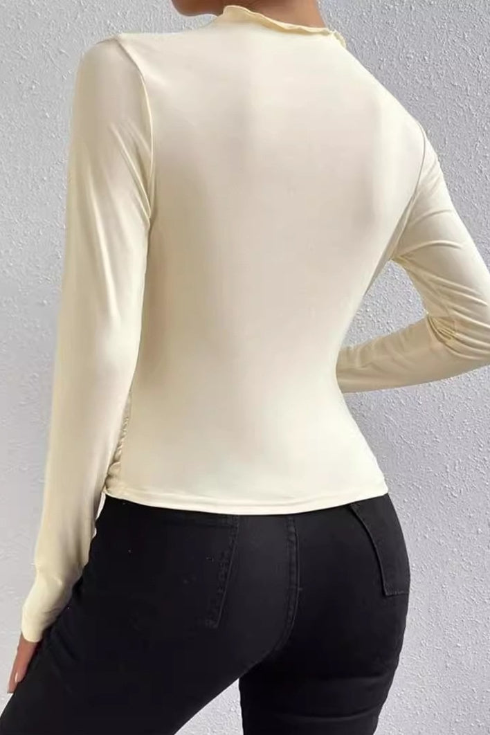 Solid Ruched Slim Fit Long Sleeve Tee Secondary image