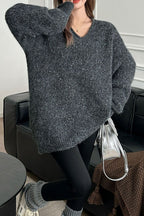 V Neck Sequin Oversized Sweater