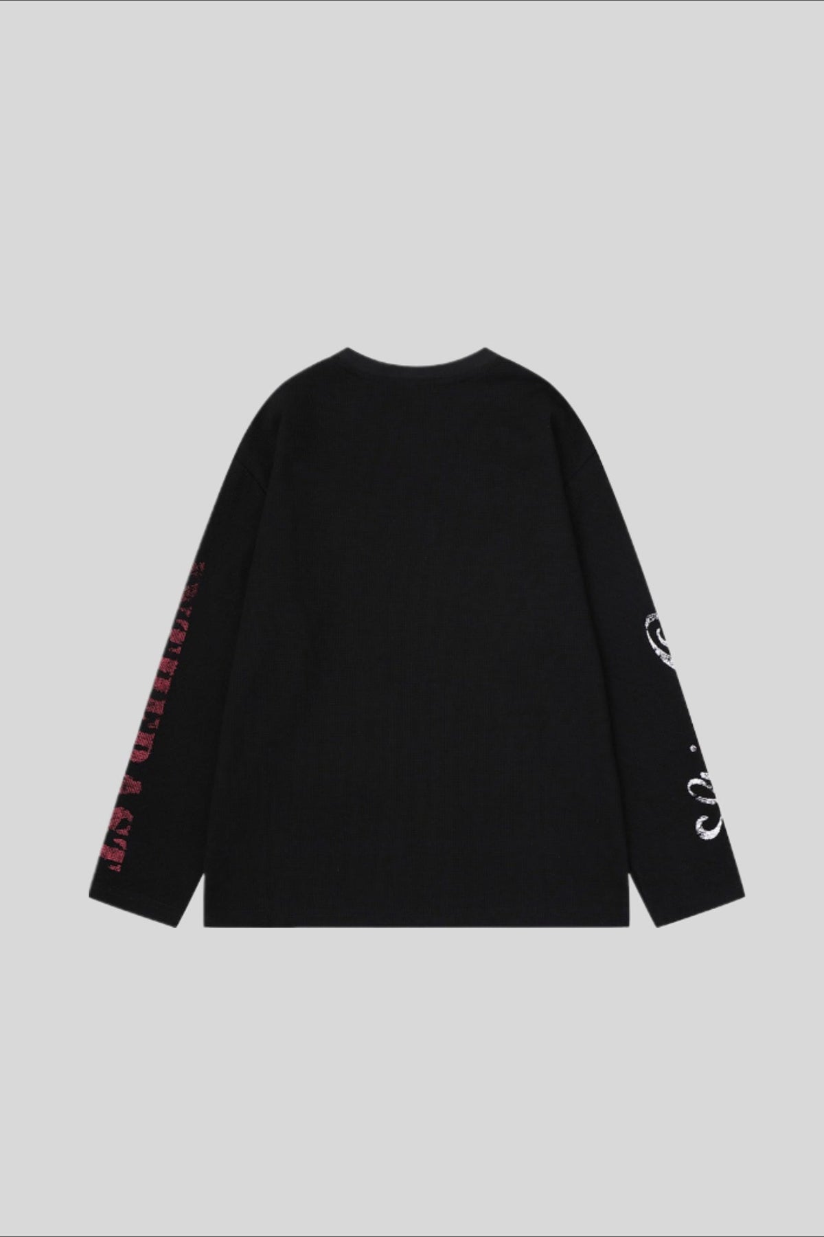 Distressed Face Graphic Waffle Long Sleeve Tee
