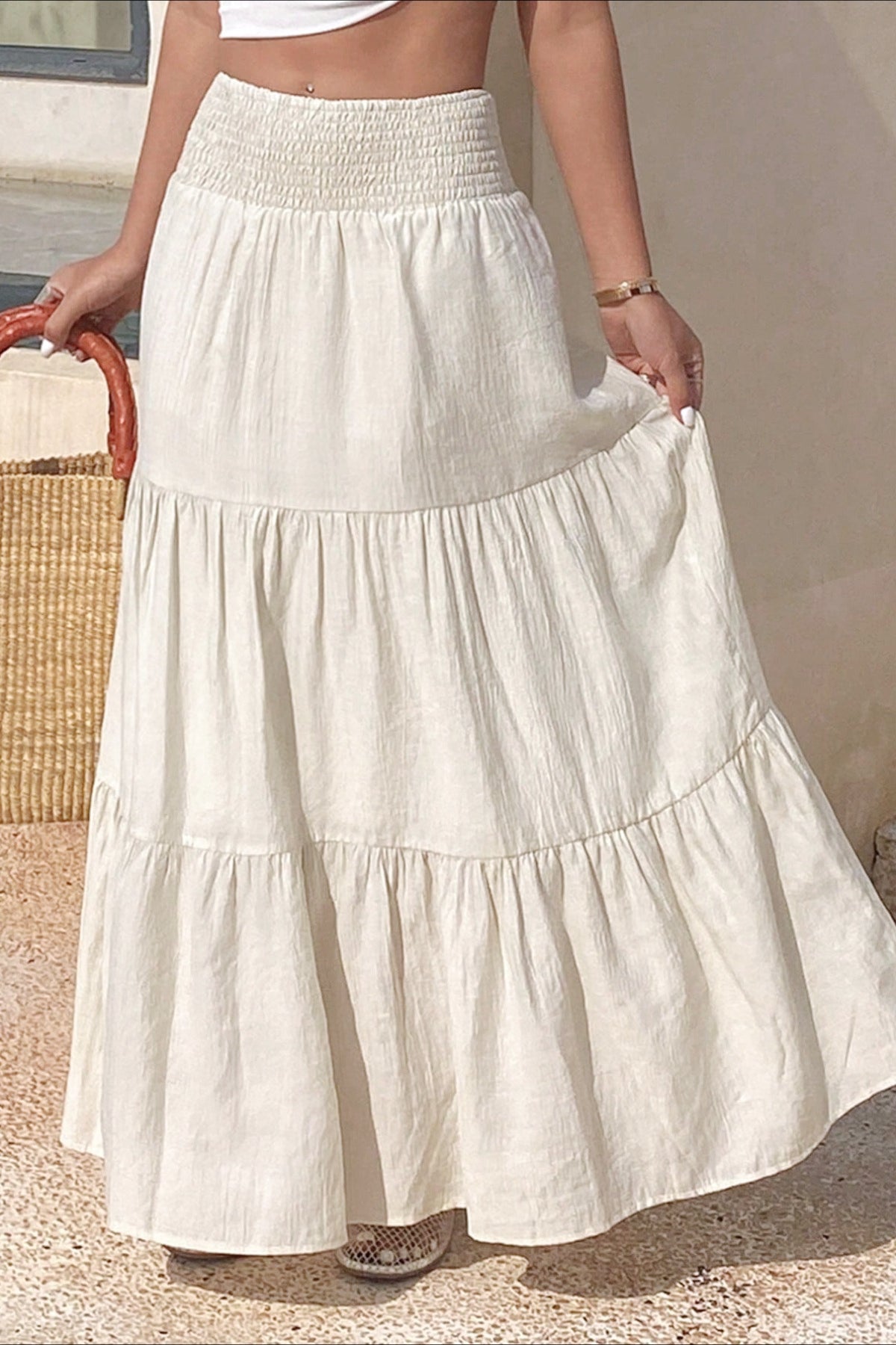 Solid Color Relaxed Fit Boho Skirt Main image