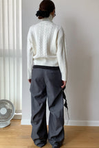 Cropped Ribbed Turtleneck Knit Sweater