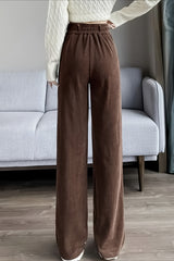 Solid Corduroy Wide Leg Knit Pants