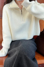 Half Zip Knit Turtleneck Sweater