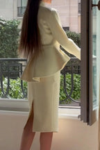 Asymmetric Two Piece Cropped Blazer Skirt Set