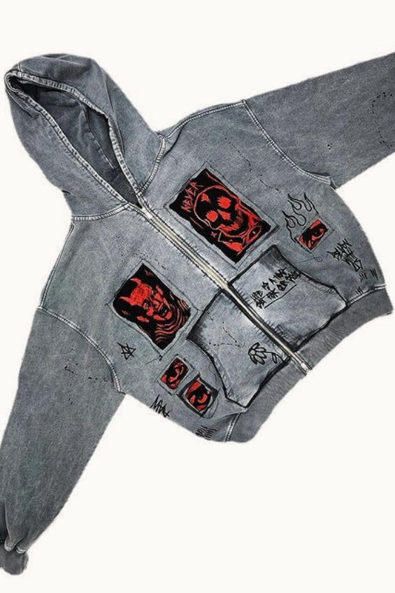 Devil Patch Oversized Pullover Hoodie