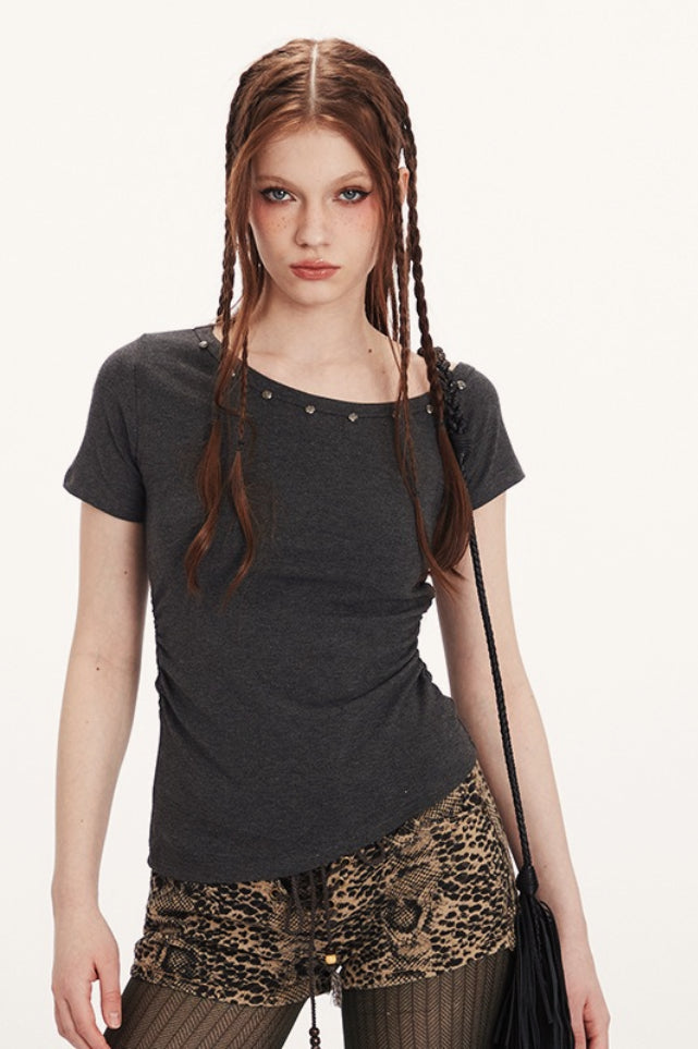 Asymmetrical Bodycon Cropped Short Sleeve Tee Main image