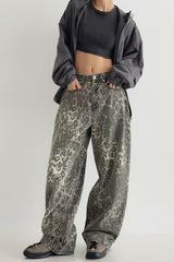 Vintage Leopard High Waist Wide Leg Pants