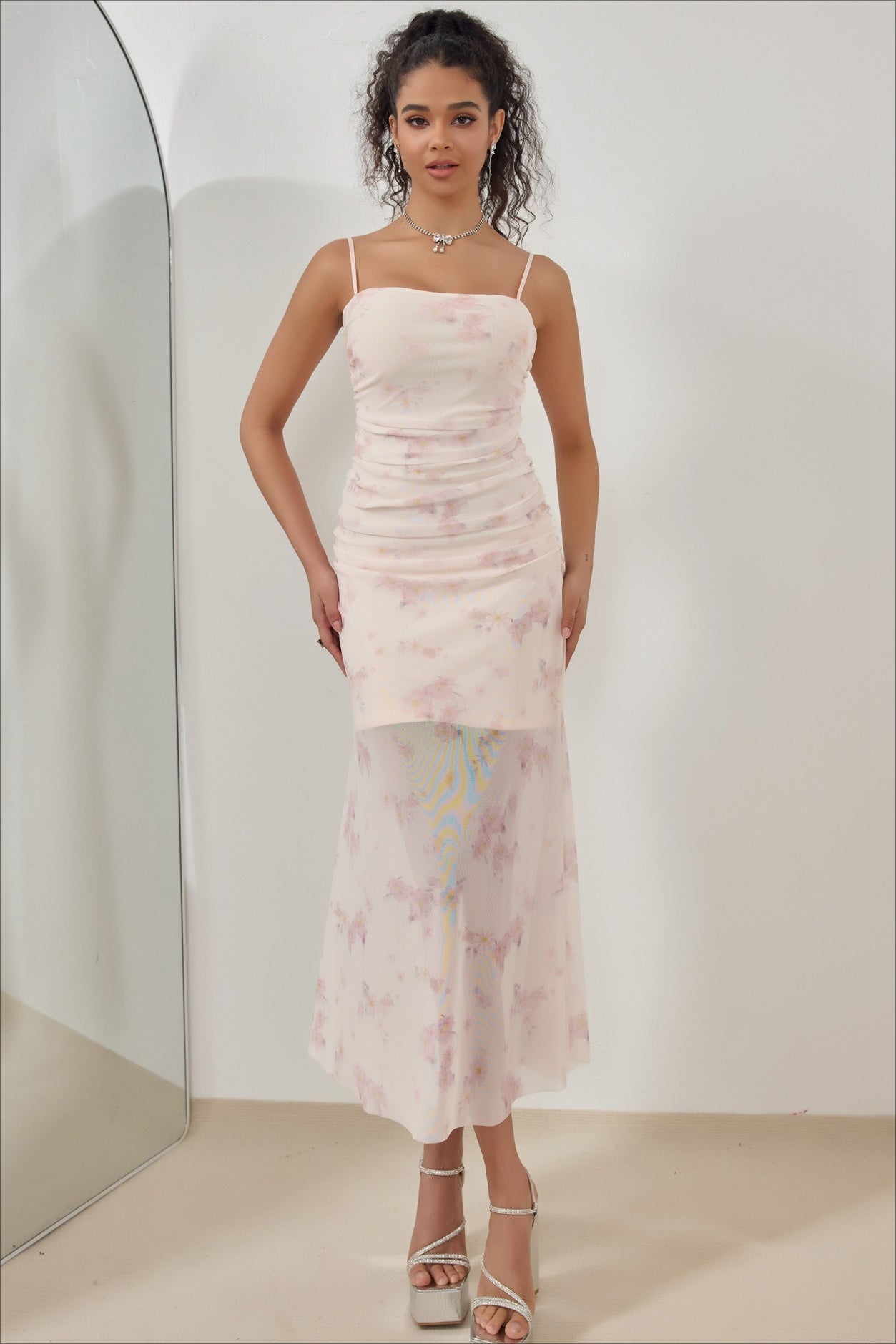 Strap Vacation Stretch Mermaid Maxi Floral Dress