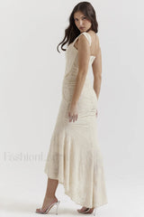 Cesca Retro Cream Charming White Floral Maxi Dress