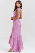 Cesca Retro Cream Charming White Floral Maxi Dress