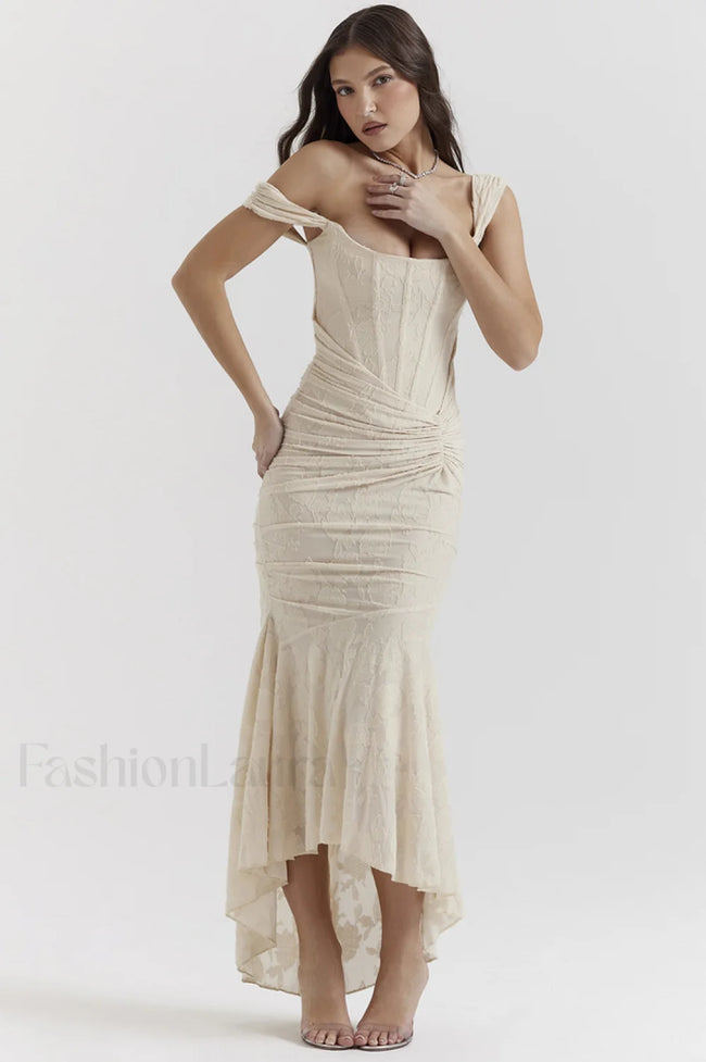 Cesca Retro Cream Charming White Floral Maxi Dress XS / Cream Main image