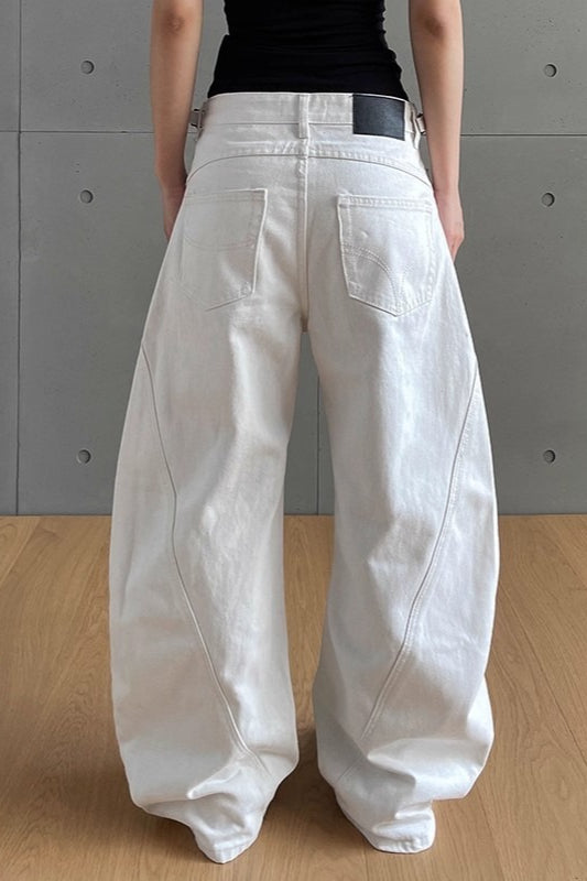 White High Rise Curved Wide Leg Jeans Secondary image
