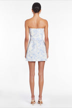 Strapless Belted Bodycon Mini Floral Dress
