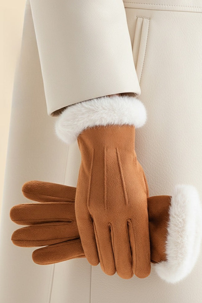 Windproof Fleece Lined Suede Touchscreen Gloves Main image