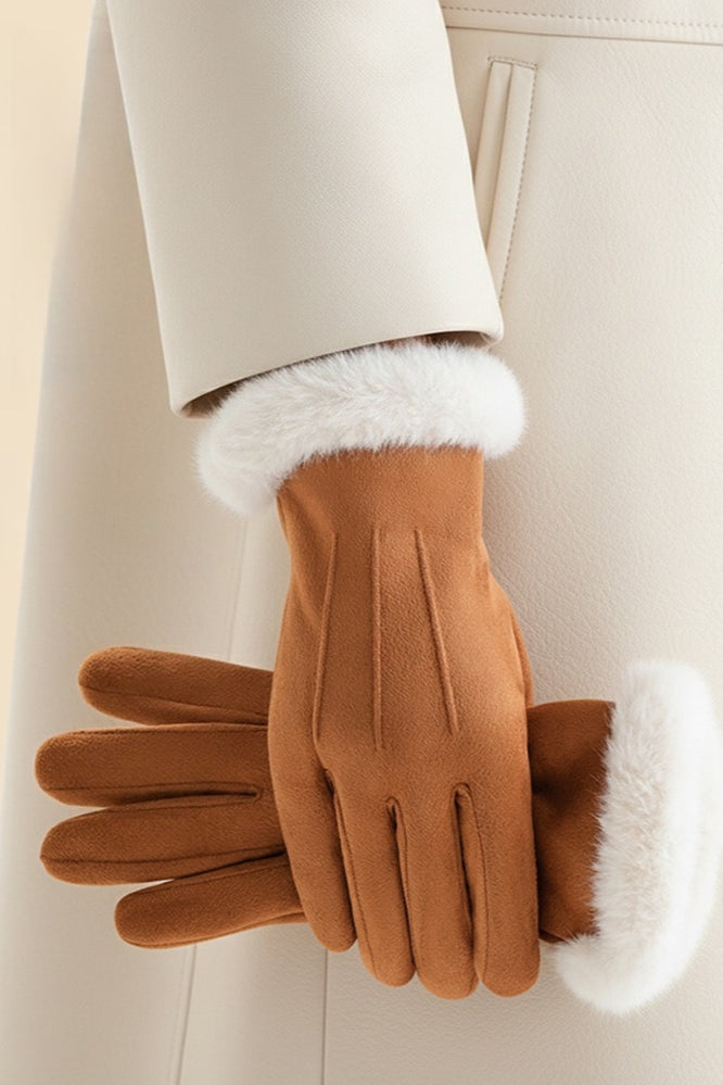 Windproof Fleece Lined Suede Touchscreen Gloves Main image